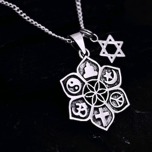 Sterling Silver Coexist. Spiritual symbols. Coexist Pendant Necklace. Choose chain. Harmony . Peace Religious Pendant Necklace.