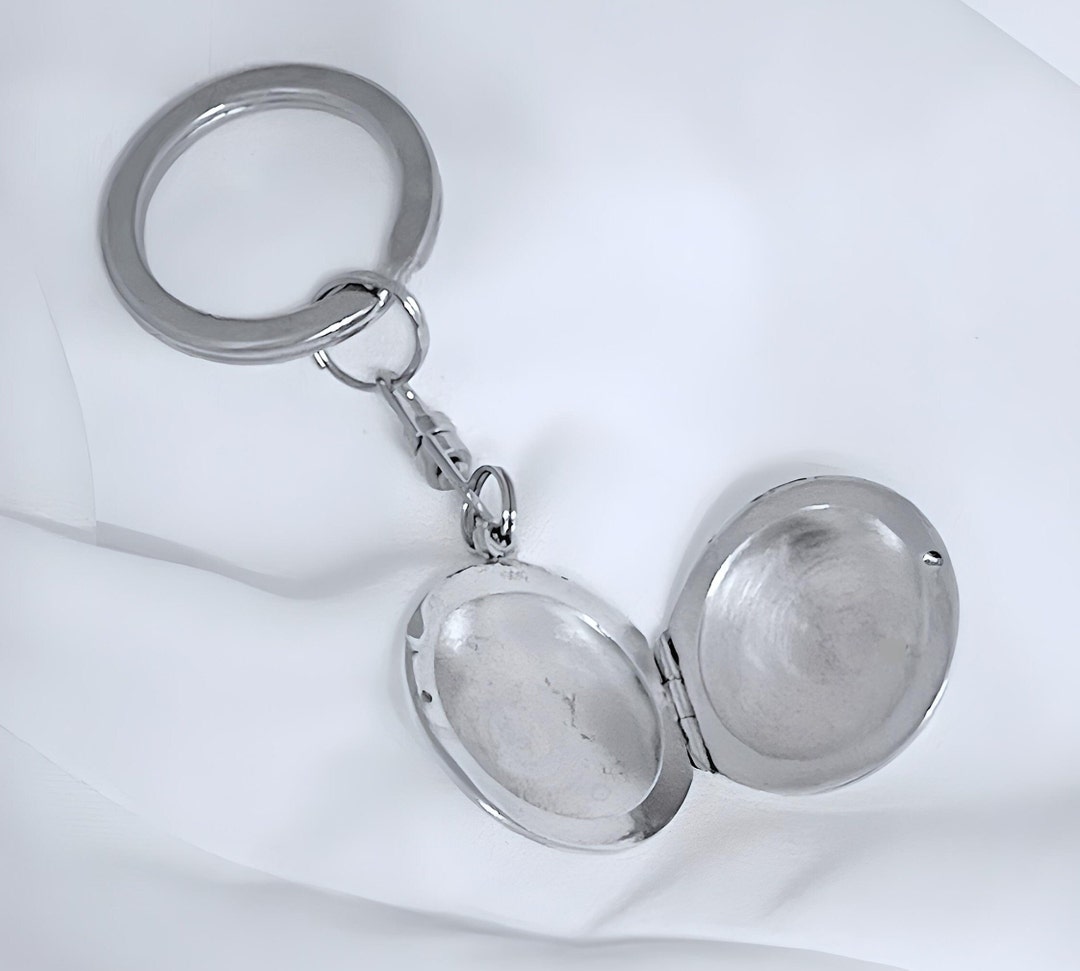 Keychain Locket for Men. 925 Sterling Silver Locket . Round Locket
