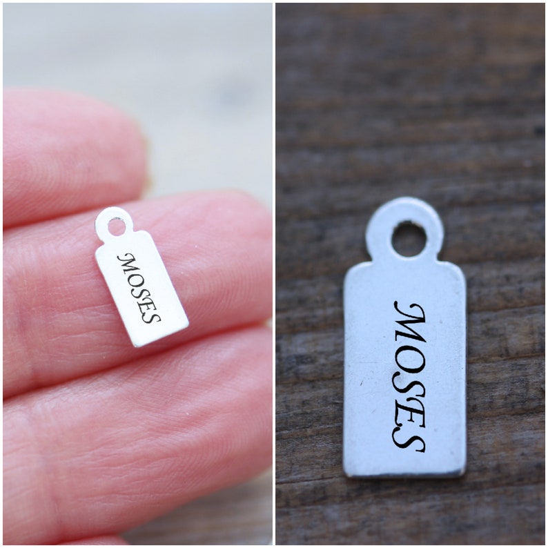 Small Engraved Tag Silver Angel Tag Silver Rectangular Tag Flat Tag Sterling Silver Tag with Lobster Clasp Or Ring Silver Heart Tag