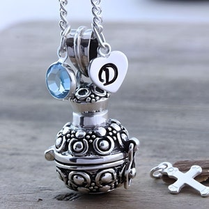 Sterling silver Cremation Urn Necklace Urn Memorial keepsake, ashes holder & chain, urn jewelry vial. 2 charms included *