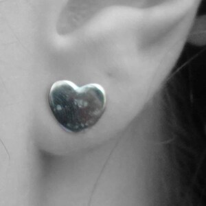 Vintage Silver Tone Heart Pierced Earrings