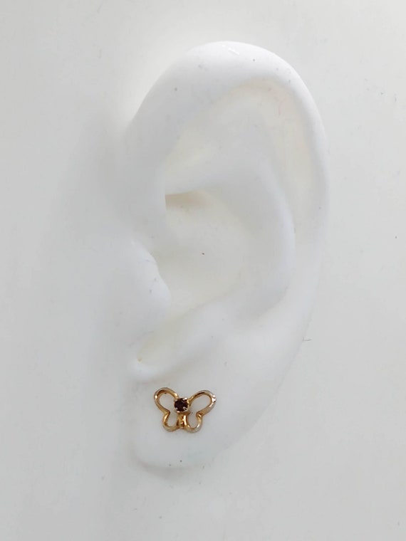 Vintage small butterfly pierced stud earrings : g… - image 5