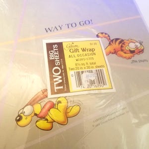 Papel de regalo vintage de Garfield y Odie - 2 hojas (nuevo)