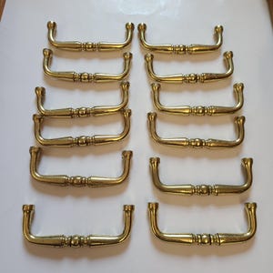 Vintage Brass Drawer Pulls Set of 12 with 3 inch Hole Spacing