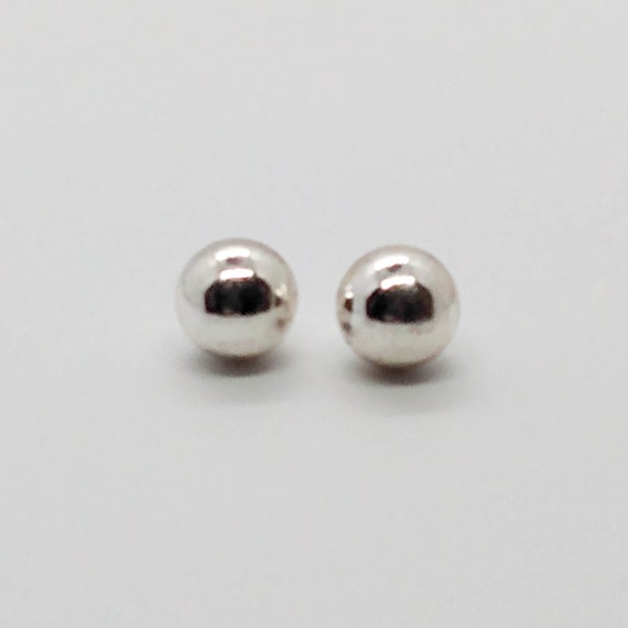 Vintage silver tone ball stud pierced earrings : … - image 1