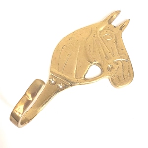 Vintage Solid Brass Horse Head Wall Hook Hanger Coat Rack