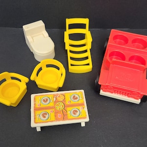 Fisher Price Little People FPLP Play Family House Furniture 990 A-Frame Lounge Chair Car Jeep Toilet Table Chairs
