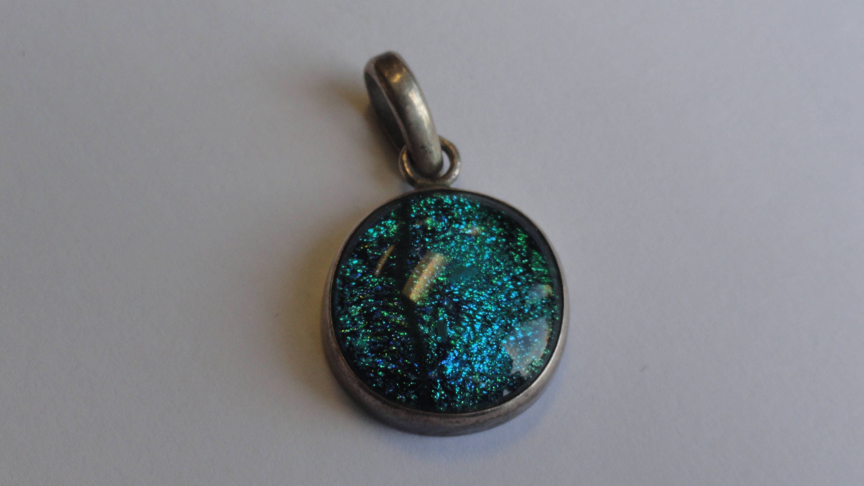 Vintage Blue & Silver Tone Sparkly Round Pendant - Etsy