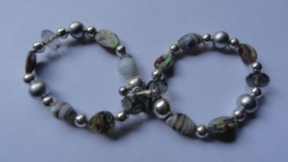 Vintage Double Strand Silver Tone Beaded Bracelet - image 5