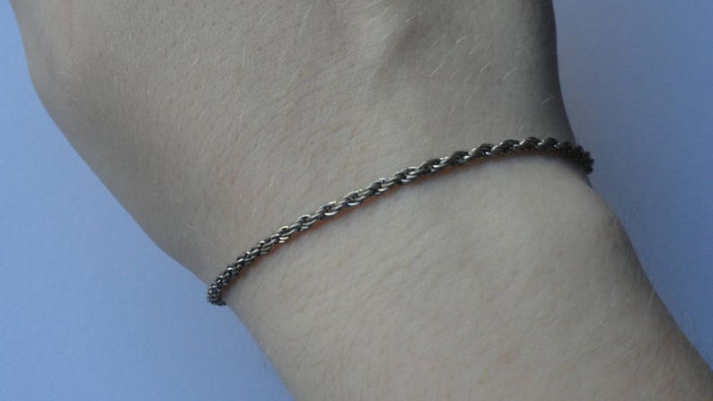 Vintage Thin Silver Tone Chain Bracelet 7 image 1