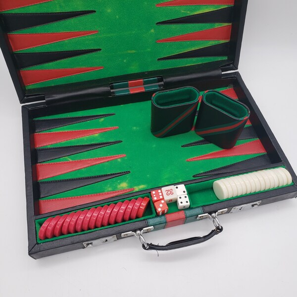 MALETTE DE LUXE Jeu backgammon cuir Valise Vintage EUR 50,00 - FR
