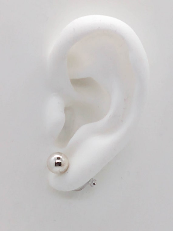 Vintage silver tone ball stud pierced earrings : … - image 4