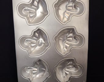 Wilton Mini Umbrella Baby Wedding Shower Cakes Individual Cake Pan Metal Mold 6 Cakes