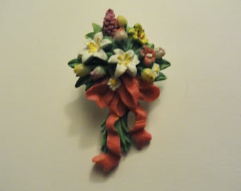 Vintage Flower Bouquet Brooch Pin
