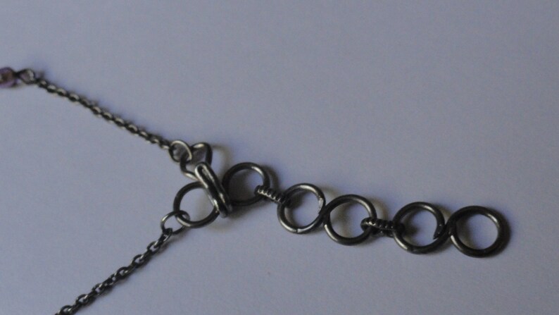 Vintage Minimalist Silver Tone /& Purple Beads Adjustable Y Necklace