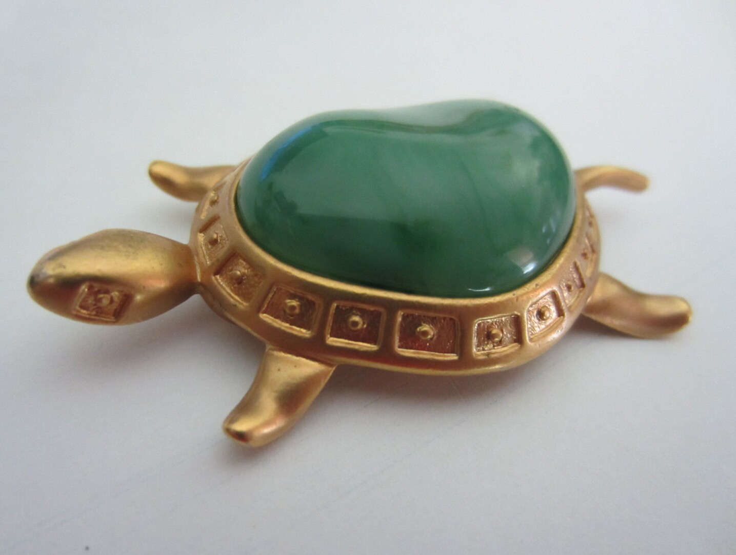 Vintage Large Avon Sweet Turtle Pin / Pendant Faux Green Jade Etsy