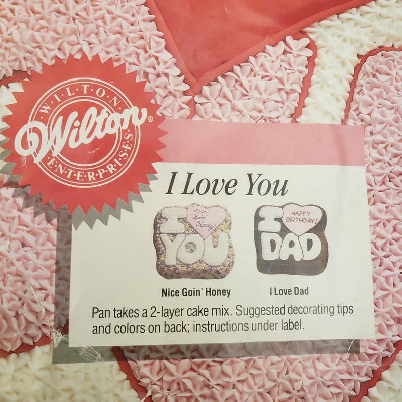 Wilton I LOVE YOU Heart Aluminum Cake Pan Valentines Day Birthday Kids Party Treat with Original Insert and Instructions image 3