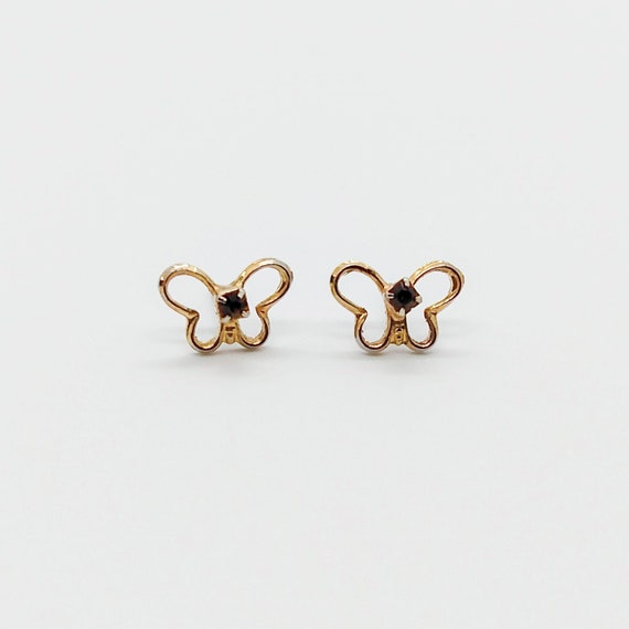 Vintage small butterfly pierced stud earrings : g… - image 1