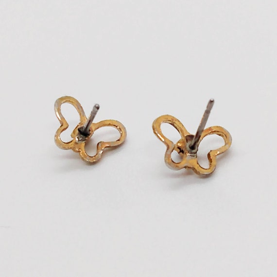 Vintage small butterfly pierced stud earrings : g… - image 3
