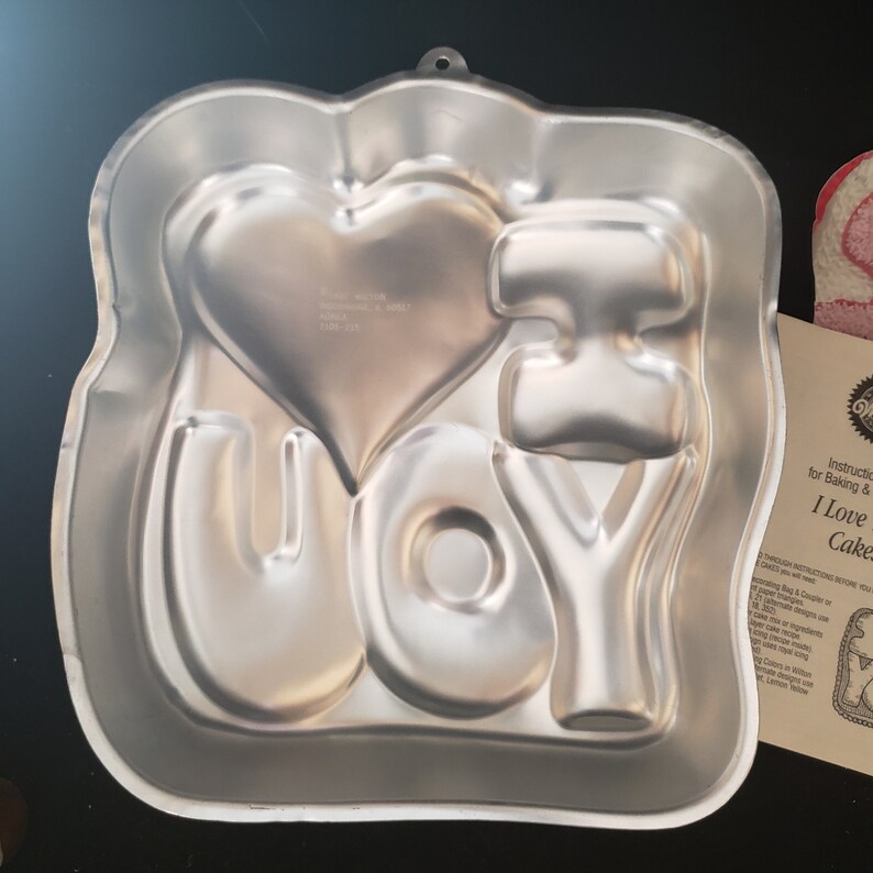 Wilton I LOVE YOU Heart Aluminum Cake Pan Valentines Day Birthday Kids Party Treat with Original Insert and Instructions image 2