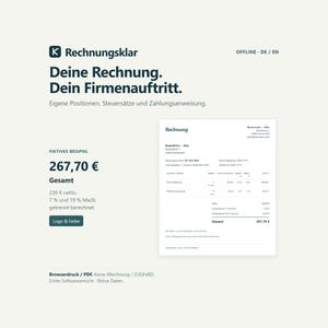 Invoice Clear: Twórz faktury, szablony i śledź płatności – oprogramowanie offline DE/EN