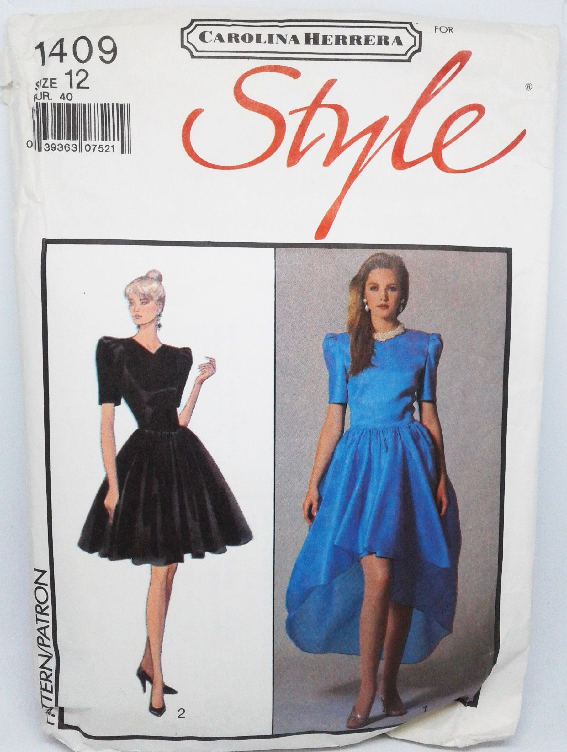 Vintage Pattern 1980's, Full Gathered Skirt Dress, With High