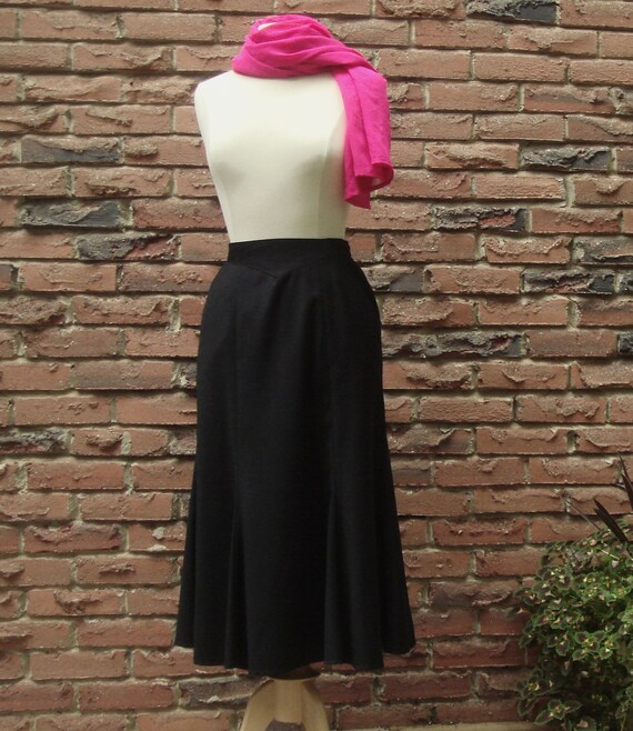 Black Wool Tulip Skirt - image 1