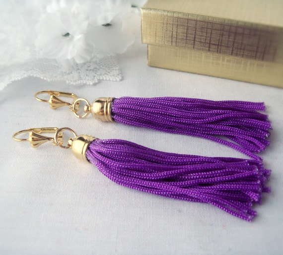 Jewelry | Arabella Dual Toned Purple Fringe Tassel Earring | Poshmark