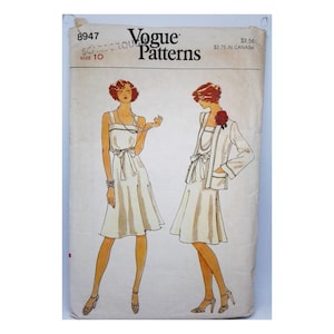 Vintage Pattern 1970&#39;s, Dress and Jacket Pattern, Vogue 8947, Size 10