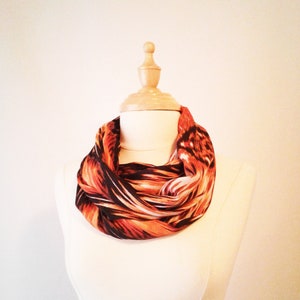 Infinity Scarf, Burnt Orange, Brown and Beige Aztec Design Infinity Scarf, Soft Drape