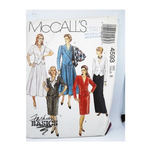 Vintage Pattern 1980&#39;s, Two Button Jacket in Two Styles and Two Skirt Styles, McCalls 4593, Size 8, Uncut