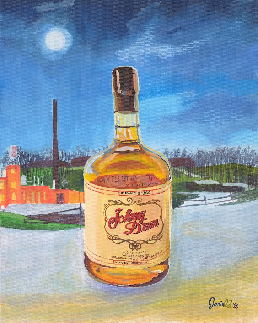 Johnny Drum Kentucky Bourbon Willett, Digital Fine Art Print of Original Painting, moonlighting