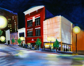 Lexington Venue, "The Dame", impresión digital de bellas artes de pintura original, Lexington, Kentucky, Legendary Historic Concert Venue Landmark