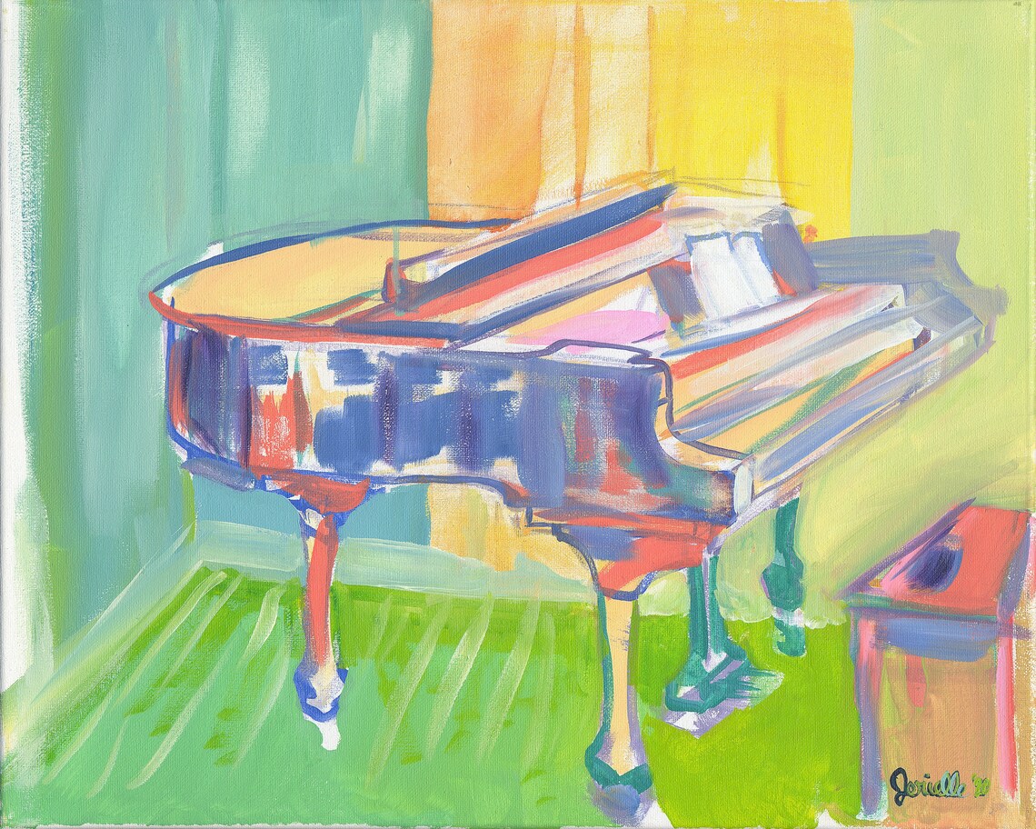 Pastel Piano, Digital Fine Art Print of Original Painting, sunrise