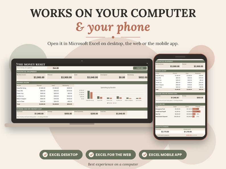 Excel Budget Planner Spreadsheet | Monthly Budget Template, Paycheck ...