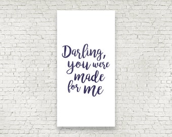 Darling You Were Made For Me Handwritten style wedding ceremony backdrop for your altar with vows, love poems and love songs