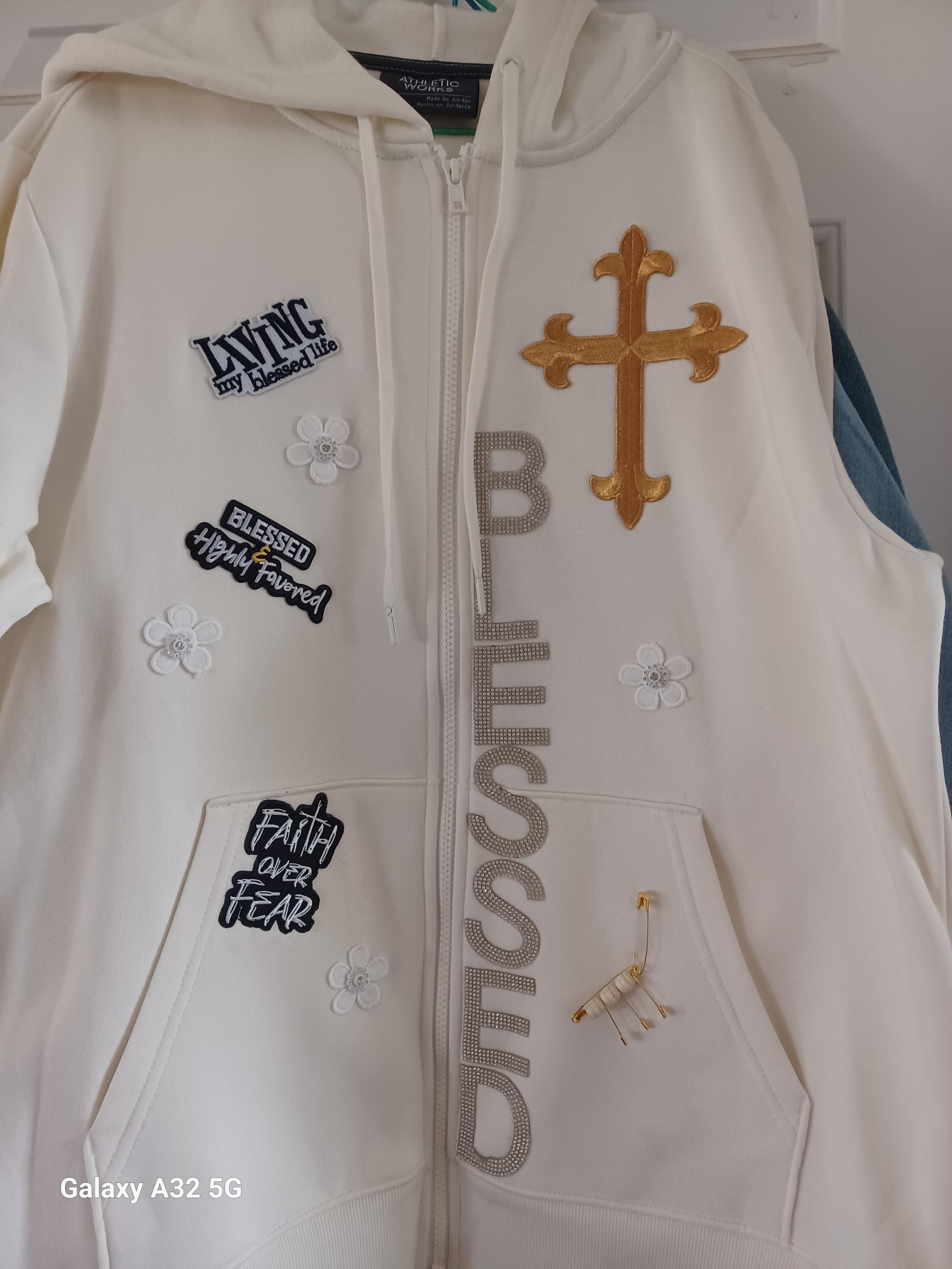 Rhinestone Cross Zip up Hoodie - Etsy