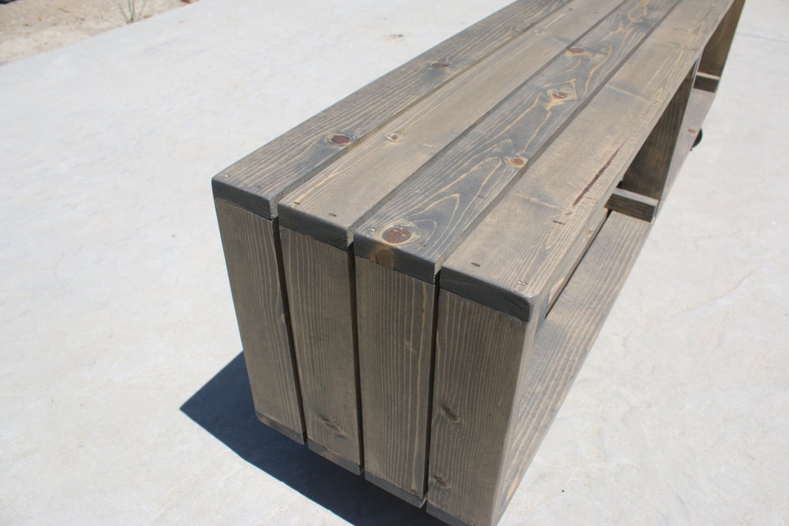 Rolling Coffee Table / Media Console With Storage Etsy