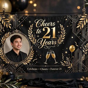 Pancarta de cumpleaños de vinilo personalizada de 60 x 150 cm, pancarta fotográfica personalizada con nombre y edad, decoración para fiestas de cumpleaños, regalo para cumpleaños importantes imagen 8