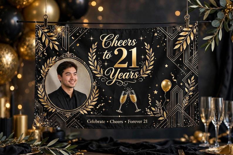 Pancarta de cumpleaños de vinilo personalizada de 60 x 150 cm, pancarta fotográfica personalizada con nombre y edad, decoración para fiestas de cumpleaños, regalo para cumpleaños importantes imagen 8