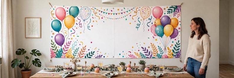 Pancarta de cumpleaños de vinilo personalizada de 60 x 150 cm, pancarta fotográfica personalizada con nombre y edad, decoración para fiestas de cumpleaños, regalo para cumpleaños importantes imagen 4