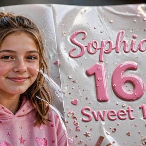 Pancarta de cumpleaños de vinilo personalizada de 60 x 150 cm, pancarta fotográfica personalizada con nombre y edad, decoración para fiestas de cumpleaños, regalo para cumpleaños importantes imagen 5