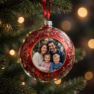 Adorno navideño personalizado con foto, adorno de cristal personalizado para Navidad 2026, recuerdo familiar, regalo de la primera Navidad