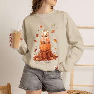 Pumpkin Sweatshirt - Fall Vibes & Pumpkin Dreams, Autumn Leaves Design