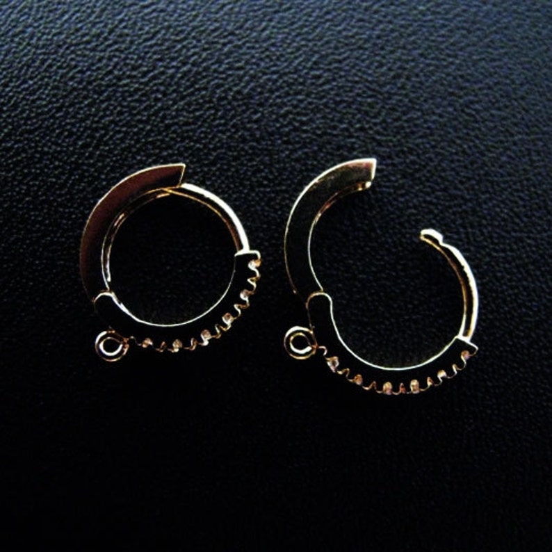 Huggie Ear Wires 12mm Sterling Silver Cubic Zirconia 1 Pair Round Hinged Snap Back Earwires EW105-SR