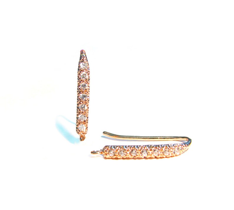 CZ Gold Vermeil Ear Wires 1 Pair Diamond Cut Line Vermeil Earwires Cubic Zirconia EW118-YV