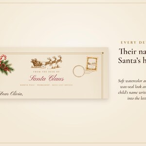 Personalized Letter from Santa, Nice List Certificate and North Pole Envelope, Santa Letter Set Printed with Your Child's Name image 2