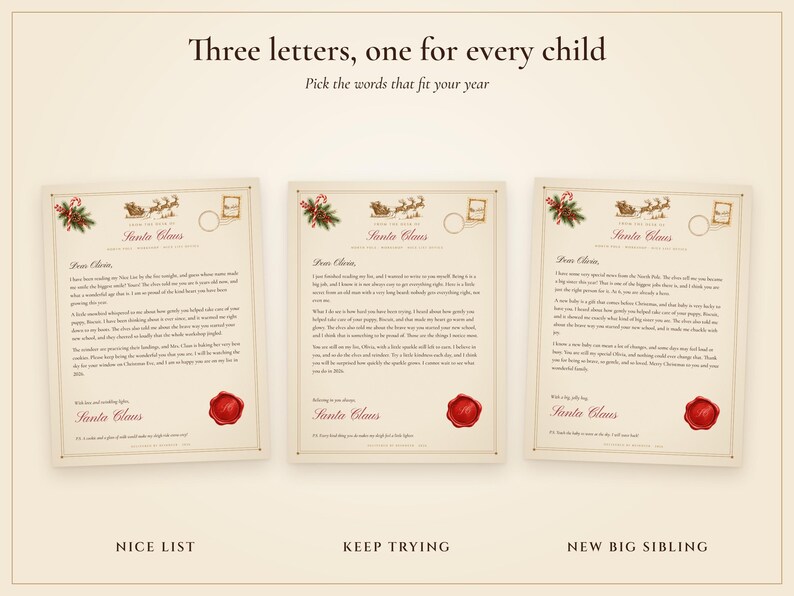 Personalized Letter from Santa, Nice List Certificate and North Pole Envelope, Santa Letter Set Printed with Your Child's Name image 4