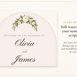 Wedding Welcome Sign Template, Sage Garden Watercolor Welcome to Our Wedding Sign, 18x24 24x36, Names Added for You image 2