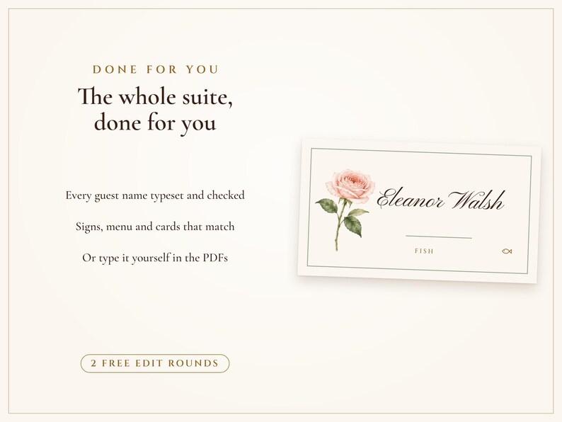 Wedding Sign Bundle, Sage Garden Watercolor Reception Suite with Seating Chart, Place Cards, Welcome Sign and 30 Signs, Names Typeset image 7